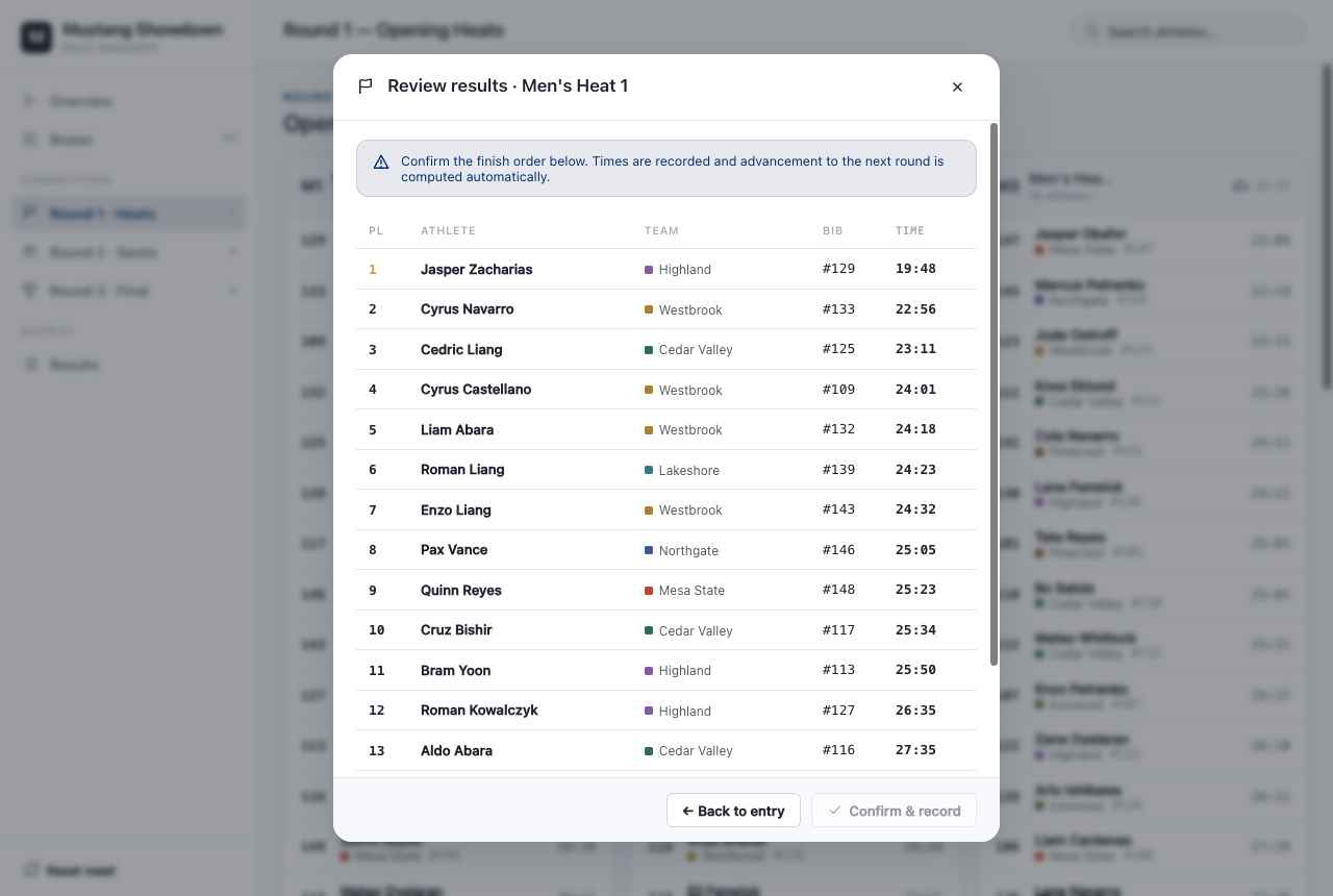 Review results window before recording
